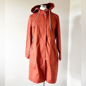 NEW J. Jill Rust Perfect Anorak Long Hooded Jacket S Twill Lightweight Cotton